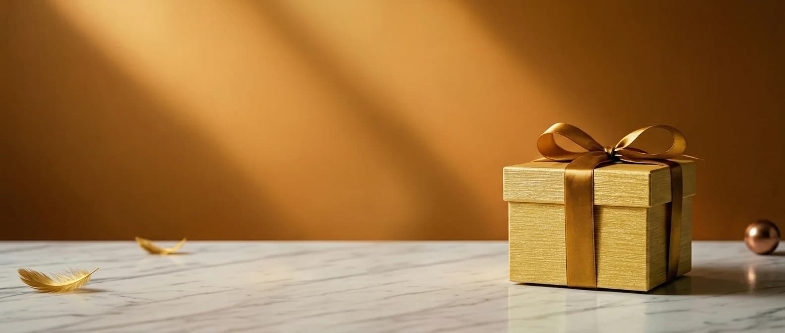 RUAJ - Caja de regalo dorada premium con moño